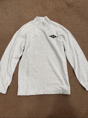 Stussy Light Gray Turtleneck Sweatshirt with Logo Patch